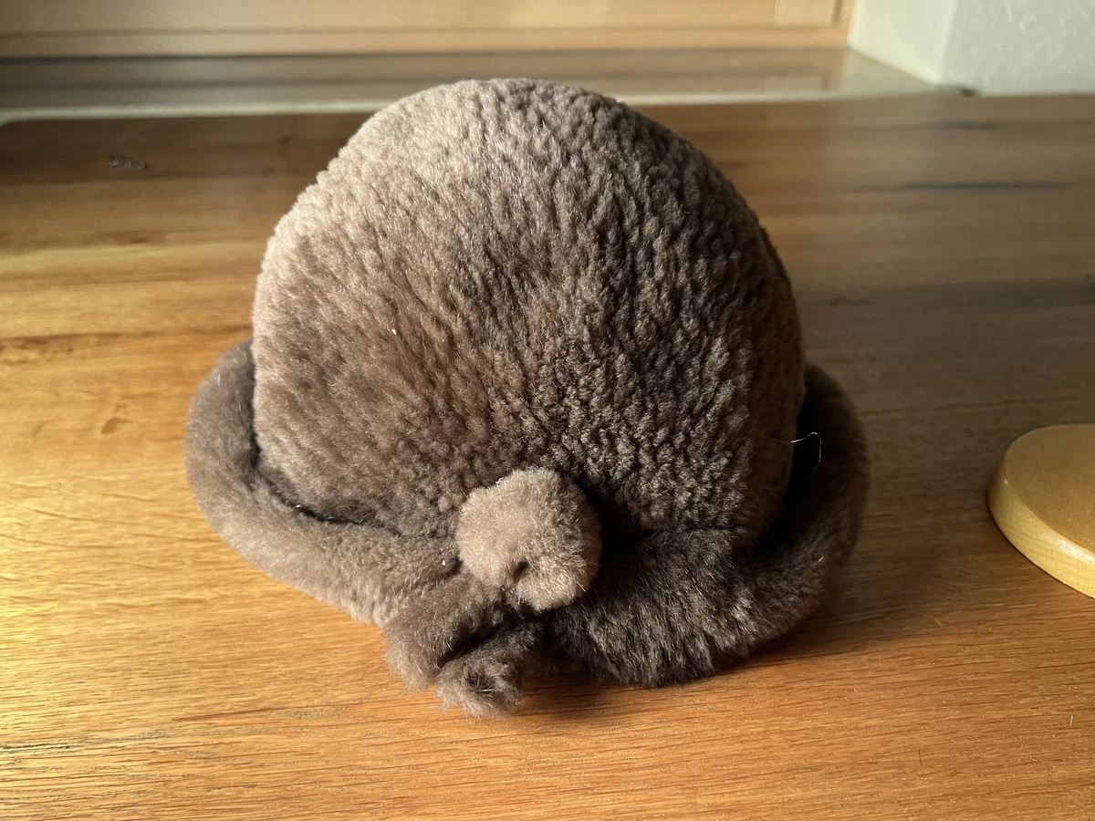 Vintage Wiegner Nürnberg Pelzhut Braun Teddy Plüsch Bommel 60er Mütze