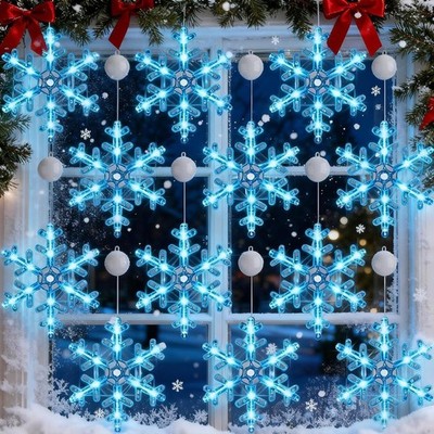 12 Pcs Christmas Window Lights Decorations Light up Window Silhouette Lights wit