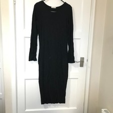River Island Little Black Dress Size 10 Long Sleeve Round Neck Shoulder Pads