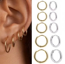Pair Hoop Earrings Hypoallergenic Stainless Steel Small Huggie Earrings Women uk