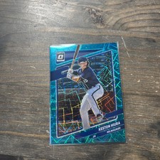 2021 Donruss Optic #113 Keston Hiura Teal Velocity #/35 Milwaukee Brewers