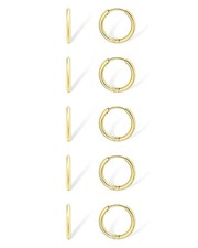 Small Gold Hoop Earrings for Women Set 5 Pairs Lightweight 14K Gold Minimalis...