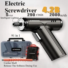 4.2V 91-in-1 Cordless Screwdriver With Magnetic Holder LED light 4 Speed (5 Nm)