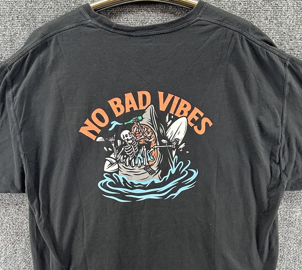 Cove Surf Co T-Shirt XL Black 2-sided No Bad Vibes Fishing Grunge USA Made