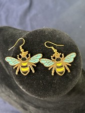 Honey Bee/ Bumblebee Earrings With 18k Gold Plated Hooks