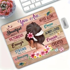 Inspirational Quote Rubber Mouse Mat Floral Office Home Desk Pad for Computer