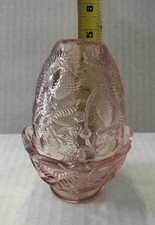 Vintage Fenton Pink Inverted Strawberry Fairy Lamp