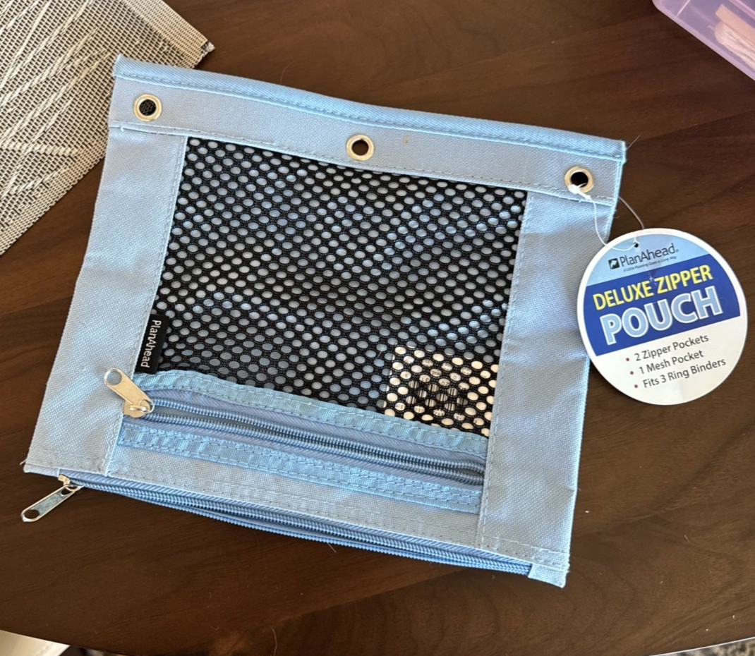 Pen Zipper Pouch Fits 3 Ring Binders Nwt School Supplies