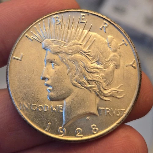 1928-S #3 Peace Silver Dollar AU semi key date lcpa