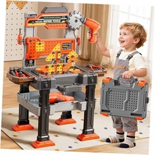 2 in 1 Workbench Toys for Toddlers 3-5, Kids Tool Bench Set with Electric Red