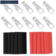 10Pcs 3/0 AWG Copper Wire Lugs 3/8" Ring Battery Cable Connectors Heavy