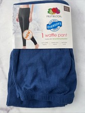 Women's Fruit Of The Loom Eversoft Waffle Thermal Pants S 4/6 Navy Blue NEW