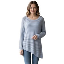 APT. 9 Kohls Sweater Womens Sm Blue Asymmetrical Open Knit Pullover Scoop Neck