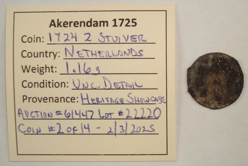 1725 Akerendam Shipwreck 1724 Netherlands 2 Stuivers Uncirculated Details - Image 3 of 3