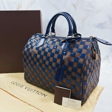 Borsa Louis Vuitton Speedy 30 Damier Paillettes Paillettes Blu Marrone...
