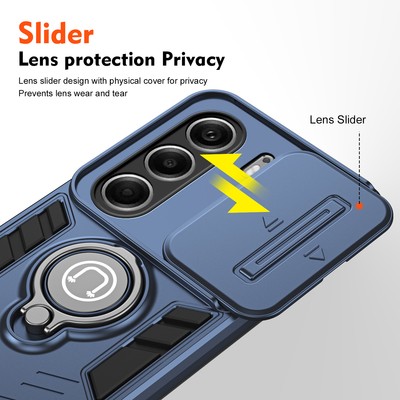 For Tecno Camon 40 Pro 4G, Hybrid Armor Camera Slide Cover Ring Magnetic Case