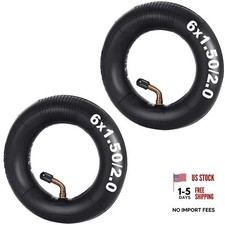 2 set of 6x2" Heavy Duty Inner Tubes with 45  Bent Valve Stem Replacement for