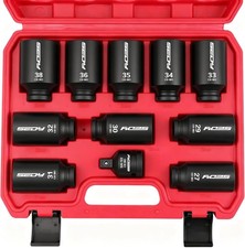 12 Drive Deep Impact Socket Set 11-piece Metric Size Wheel Axle Nut Large
