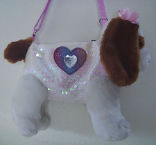 Poochie  Co. Girls' Plush Puppy-shaped shoulder purse 12X3X10