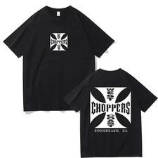 Men Cotton West Coast Choppers Print T-Shirt Casual Short Sleeve Shirt