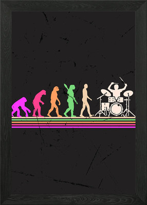 Drummer Evolution From Caveman to R Framed Wall Art Poster Canvas Print Picture