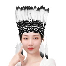 Indian Hat Artificial Feather Headdress Decoration Masquerade Show Headwear