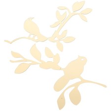 Autocollants muraux feuille d'oiseau en acrylique, 2 pièces, autocollants dorés