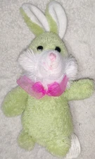Greenbrier International 7" Green Plush Bunny Rabbit Stuffed Animal Pink Bow