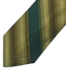 Vtg Striped WEMLON By Wembley Neck Tie, Bright Green, Gold  Brown - 53"x 4 1/4"