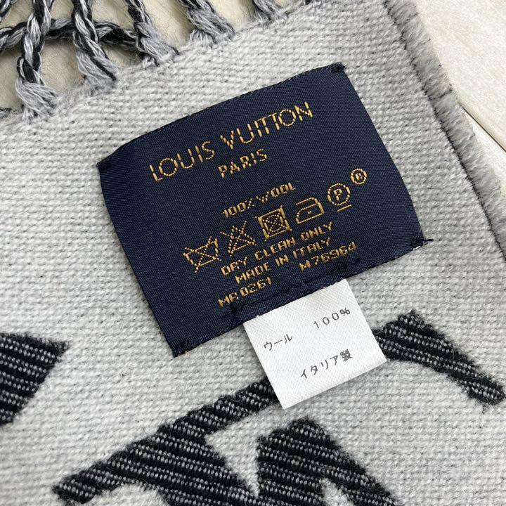 LOUIS VUITTON M76964 Escharpe Simply LV Scarf Wool Black Ex++ | eBay 