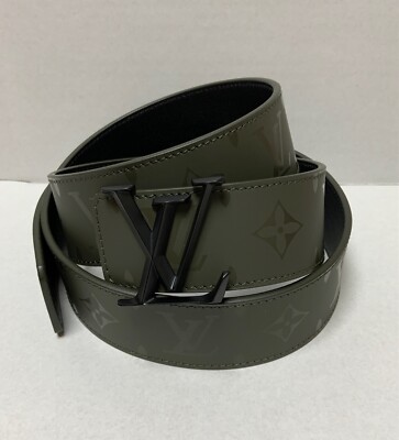 小物 LOUIS VUITTON GREEN MONOGRAM BELT Louis Vuitton LV Shape 40MM Reversible Belt Green in