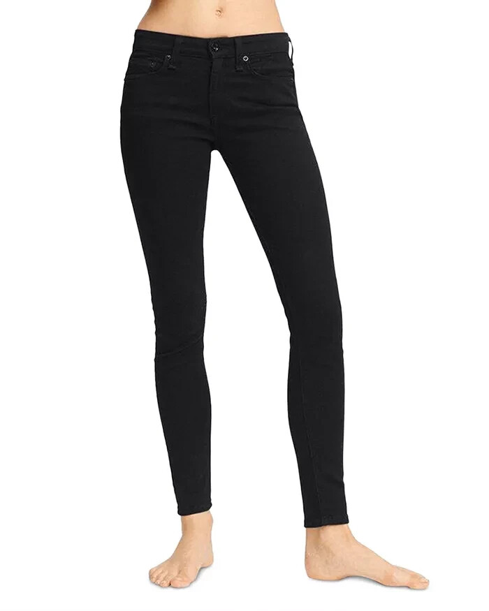 Rag Bone Women's Cate Black Denim Mid-Rise Skinny Jeans Size 25