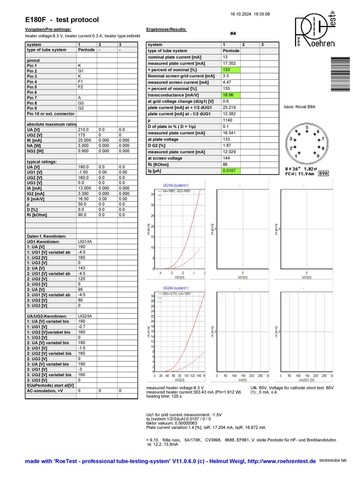 PAR E180F/6688/CV3998 TUBO PENTODO VALVO PASADOR DORADO TESTADO CON ROETEST V10 - Imagen 6 de 7