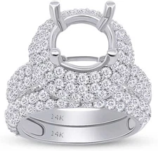 Forever Yours Timeless 2.7ct Created Moissanite Semi Mount Ring 14K White Gold