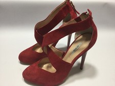 128 Guess Women's Leather Ramba High Heels Red Suede Pumps Size 8.5