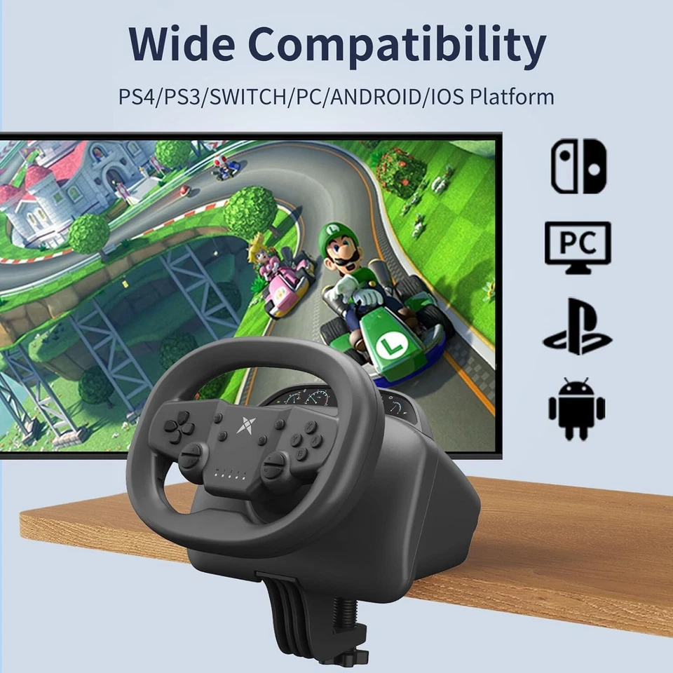 Gaming Steering Wheel Bluetooth Wireless Racing Controller For Switch PC PS3 PS4 - Image 4 of 4