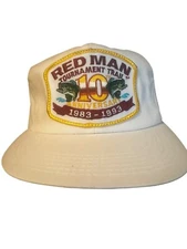 Vintage Red Man Tobacco Hat Cap Tournament Trail Bass Fishing Snapback Patch