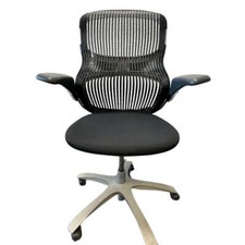 Knoll Generation Task Chair, Black and Gray with Chrome Base- Renewed