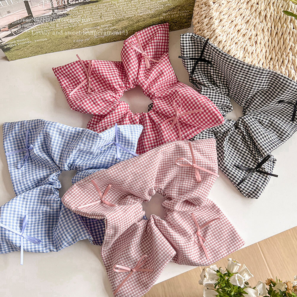 Large Gingham Hair Scrunchies Set 3 pcs Elastic Soft Durable Style Big Lots Gingham Scrunchies Set (3 ct) | Delivery Near Me  main image 4