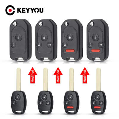 KEYYOU 2/2+1/3/3+1/ Buttons Folding Flip Remote Car Key Shell Cover Case For Hon