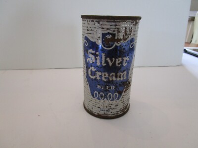 Vintage Silver Cream flat top can Menomonee MI late 1950's nice displays well