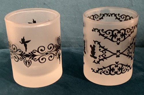 Disney Candle Tea Light Holders Glass Mickey And Tinkerbell - Two Black & Frost - Picture 3 of 9