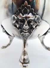 Rare Antique 4-Footed Hooved GARGOYLE GREENMAN LEAFMAN Bowl Silverplate Marked