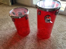 Octobans Red Seamless Acrylic RL Drums-  14” x 8” and 18" x 8” with mount clamps