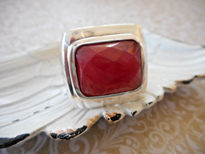 Deb Guyot Sterling Silver Faceted Raw Ruby Ring size 10.25 5932Z
