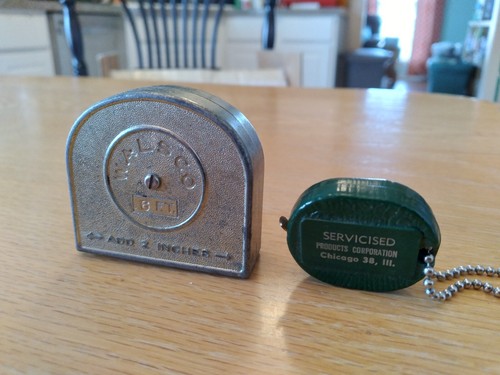 VINTAGE LOT OF 2 Tape measures, Walsco & Small Keychain type, Working.