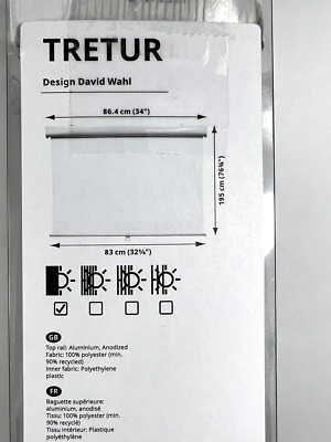 IKEA TRETUR Blackout Roller Blind 34x76 ¾
