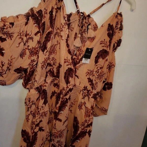 Topshop Mameluco Traje de Juego Nuevo con Etiquetas Nordstrom 100% Viscosa Pequeño 4-6 Floral Foto 4 de 4