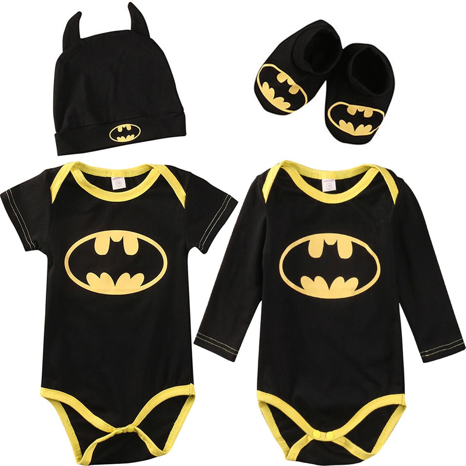 3 piezas Batman Superhero Bebé Niño Body Petreador Sombrero Zapatos Conjunto