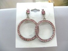 Fashion Earrings Hoops With Pink Colored Stones